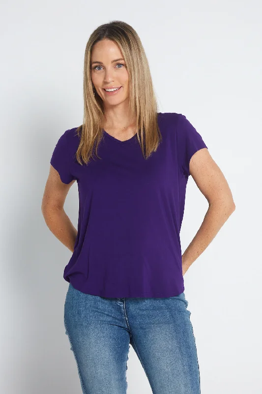 Bamboo Tee - Eggplant Chenille Brocade Lace