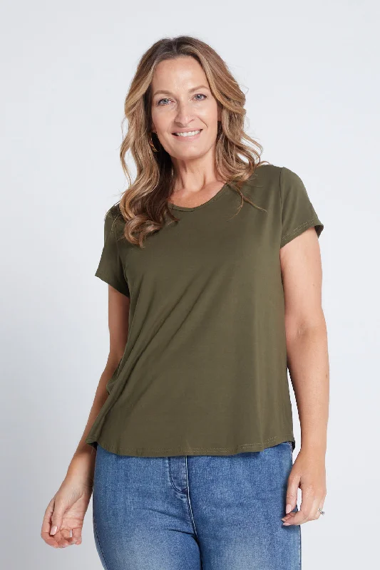 Bamboo Tee - Olive Iron Safe Non-Iron Wrinkle Free