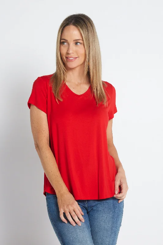 Bamboo Tee - Red Faux Fur Fabric Real Fur Fabric Shearling Fabric