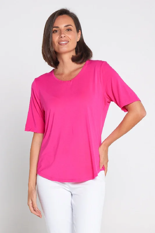 Belinda Modal Tee - Hot Pink Chenille Fabric Brocade Fabric Lace Fabric