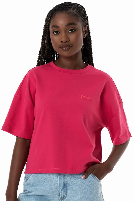 Boxy T-Shirt _ 154357 _ Pink Anti-Shrink Durable Soft