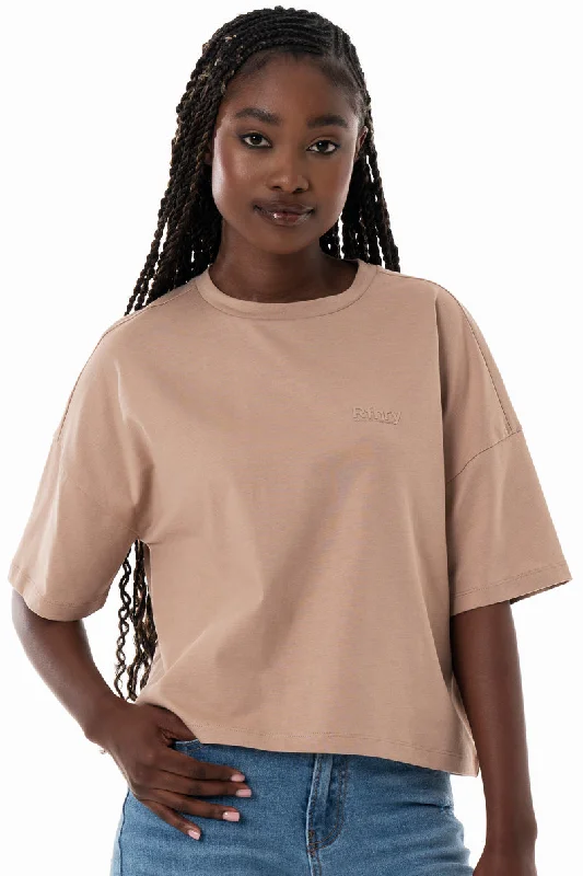 Boxy T-Shirt _ 154361 _ Taupe Chenille Brocade Lace