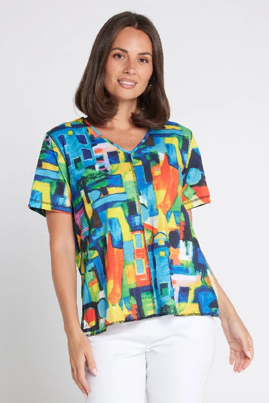City Scape Tee - Multi Wool Fabric Cashmere Fabric Tweed Fabric