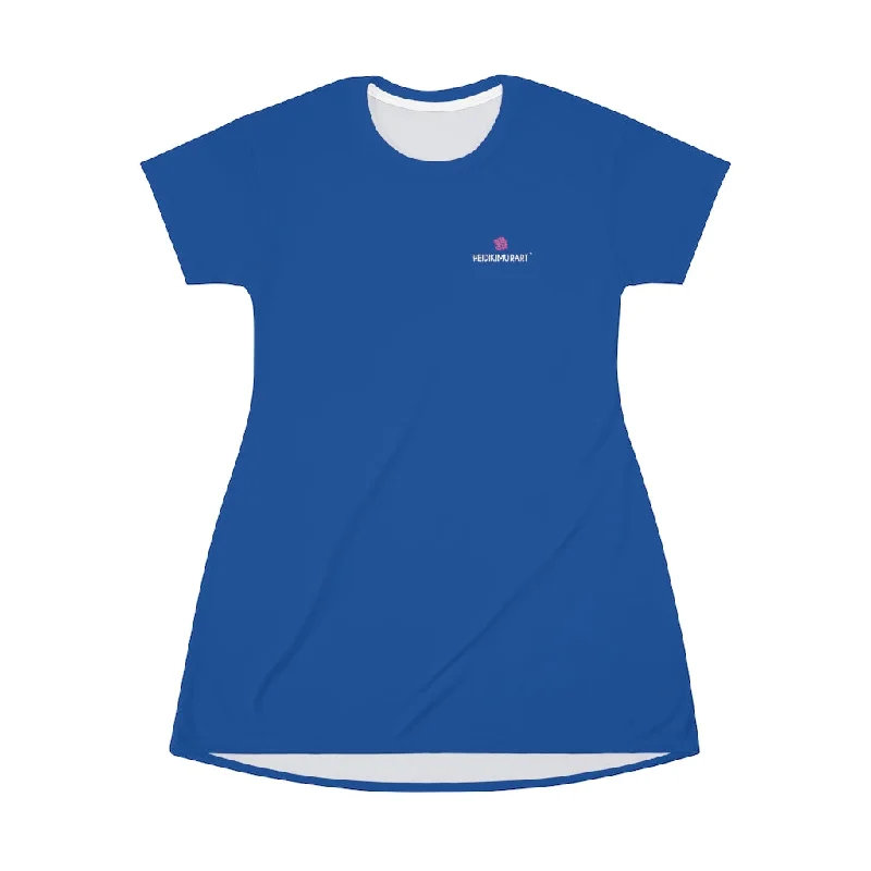 Dark Blue T-Shirt Dress, Solid Color Crewneck Long Tee Shirt Dress For Women - Made in USA Graphic T-Shirt Round Neck Polyester Dark Blue T-Shirt Dress, Solid Color Crewneck Long Tee Shirt Dress For Women - Made in USA Graphic T-Shirt Round Neck Polyester