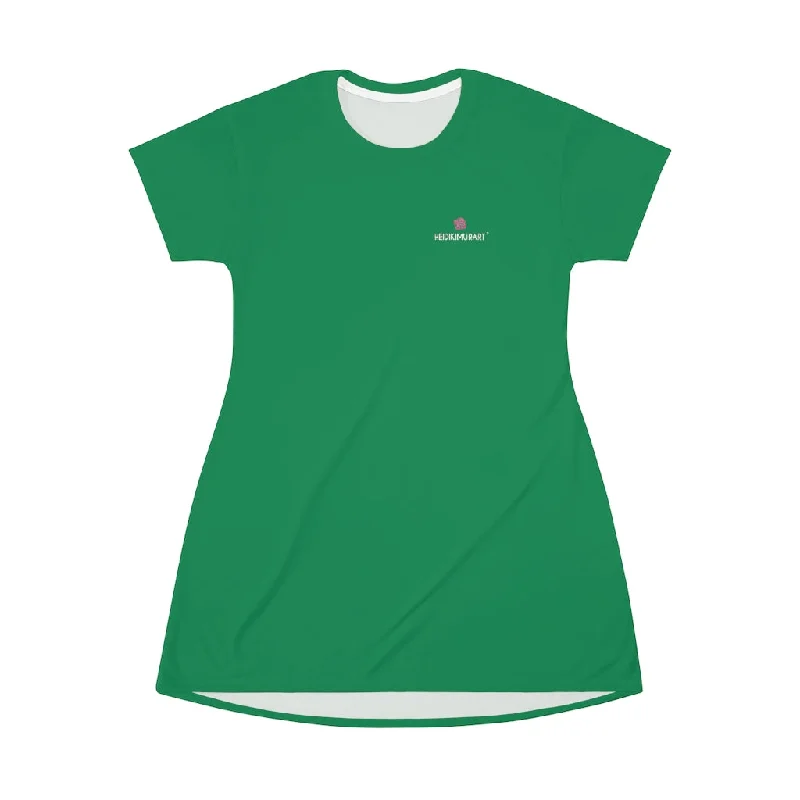 Dark Green T-Shirt Dress, Solid Color Crewneck Long Tee Shirt Dress For Women - Made in USA Plaid T-Shirt Polka Dot Checkered Dark Green T-Shirt Dress, Solid Color Crewneck Long Tee Shirt Dress For Women - Made in USA Plaid T-Shirt Polka Dot Checkered