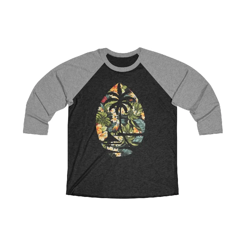 Floral Guam Unisex Tri-Blend 3/4 Raglan Tee Silk Blend Satin Velvet