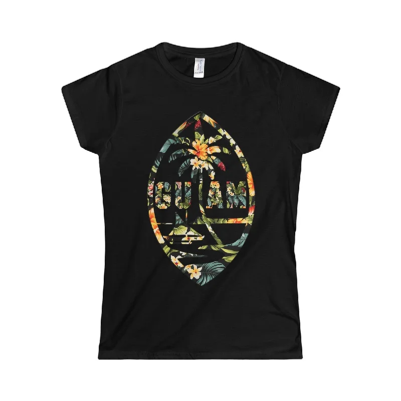 Guam Floral Womens Tee Cotton Fabric Linen Fabric Terry Fabric