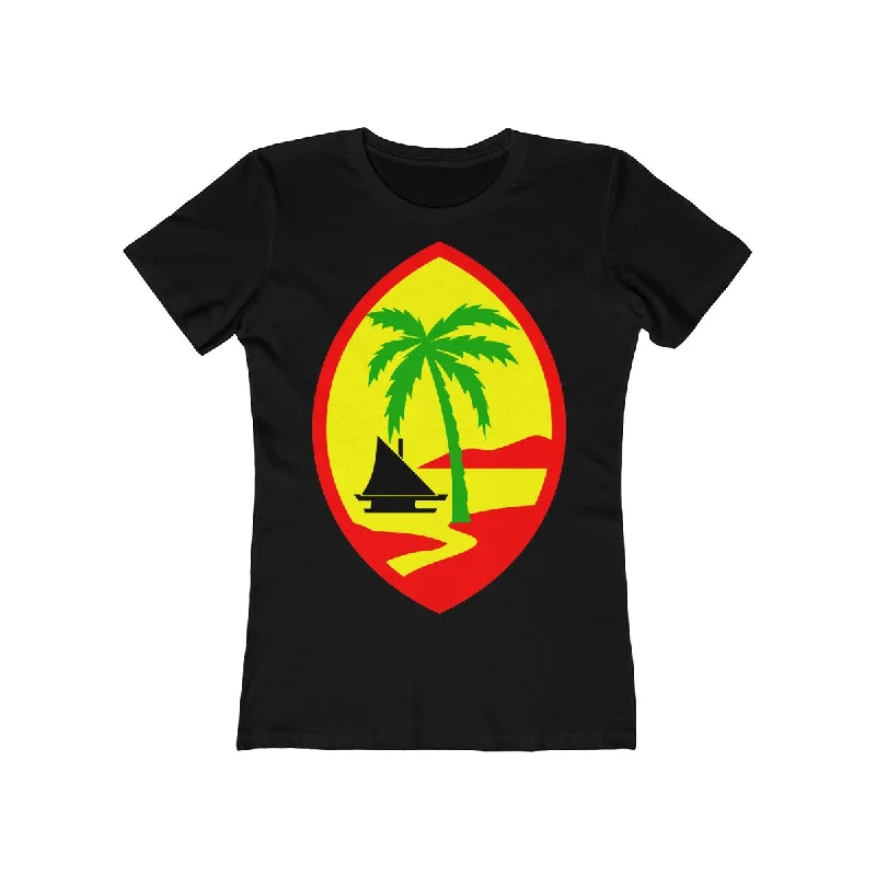 Guam Rasta Women's  Tee Basic T-Shirt Crew Neck Short Sleeve