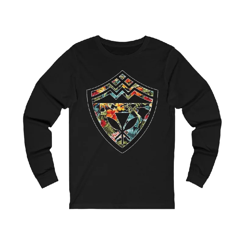 Hawaii Floral Shield Unisex Jersey Long Sleeve Tee Elegant Classic Vintage
