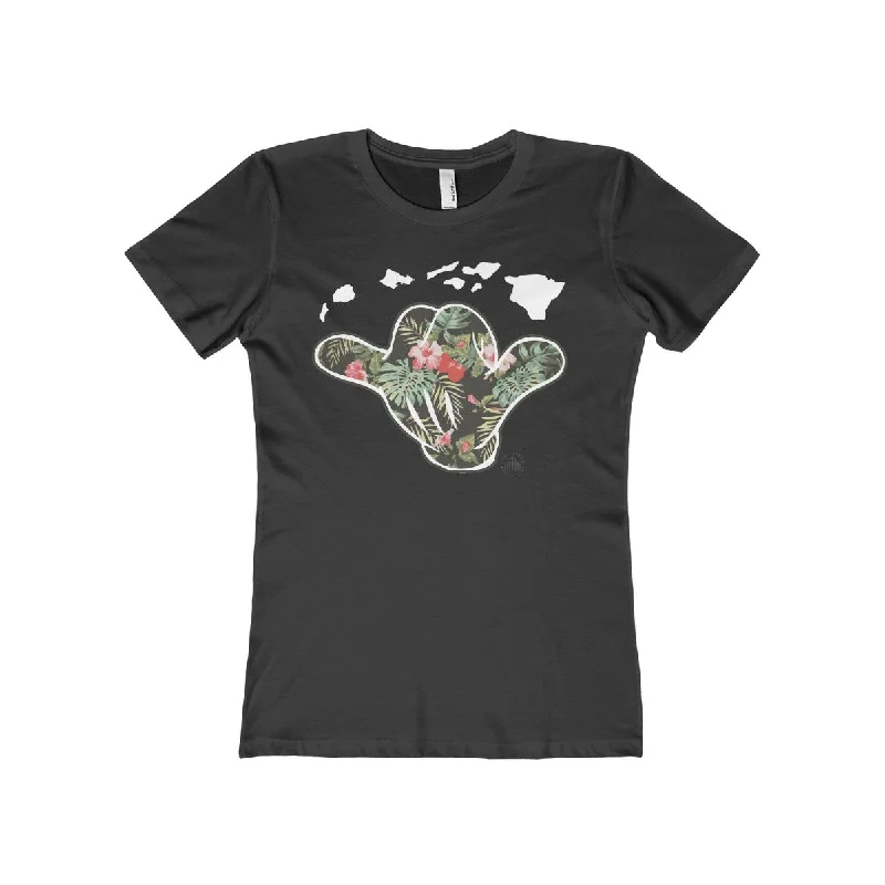 Hawaii Shaka Floral Womens Tee Fashionable Trendy Casual