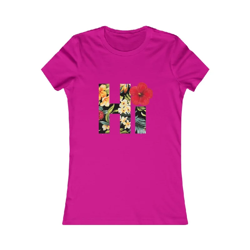 Hi Floral Hawaii Women's Favorite Tee Solid Print Embellished