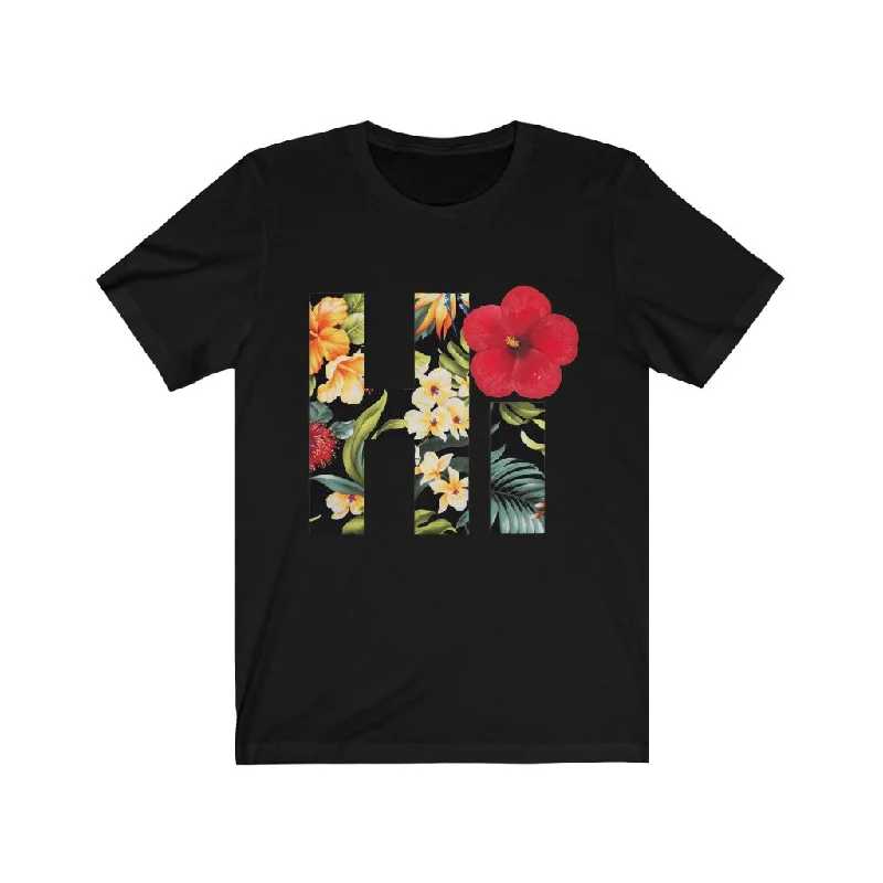 Hi Floral Short Sleeve Tee Lace Blend Ribbed Blend Corduroy Blend