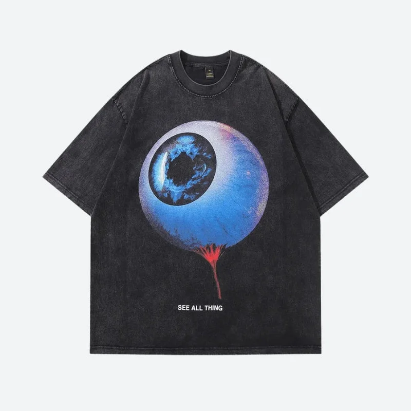 Horror Eye Tee Hooded Caped Shawl Collar