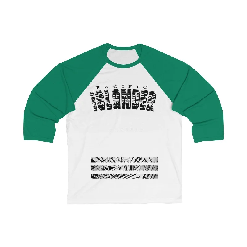 Pacific Islander Wavy Unisex 3/4 Sleeve Baseball Tee Graphic Embroidered Appliqued
