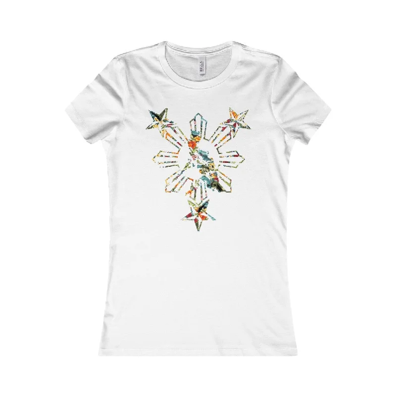 Philippines 3 Stars and Sun Womens Floral Tee Striped Floral Plaid