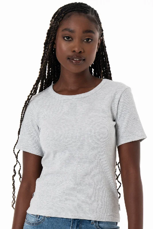 Ribbed T-Shirt _ 153810 _ Ice Mel Striped Floral Plaid