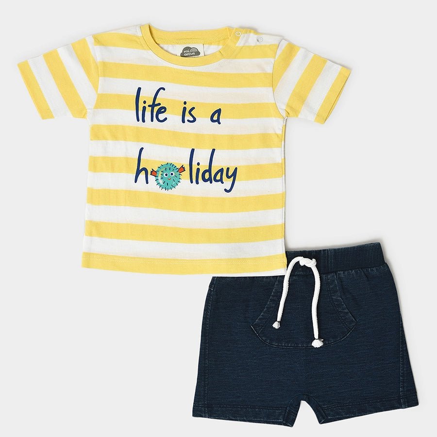 Boys Holiday T-Shirt & Shorts Set Sequined Glittery Shiny