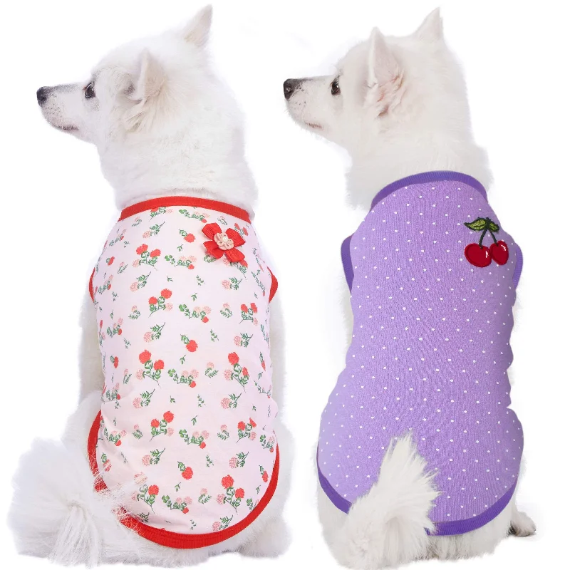 Spring Hope Dog T-shirts, 2 Pack Satin Blend Silk Blend Wool Blend