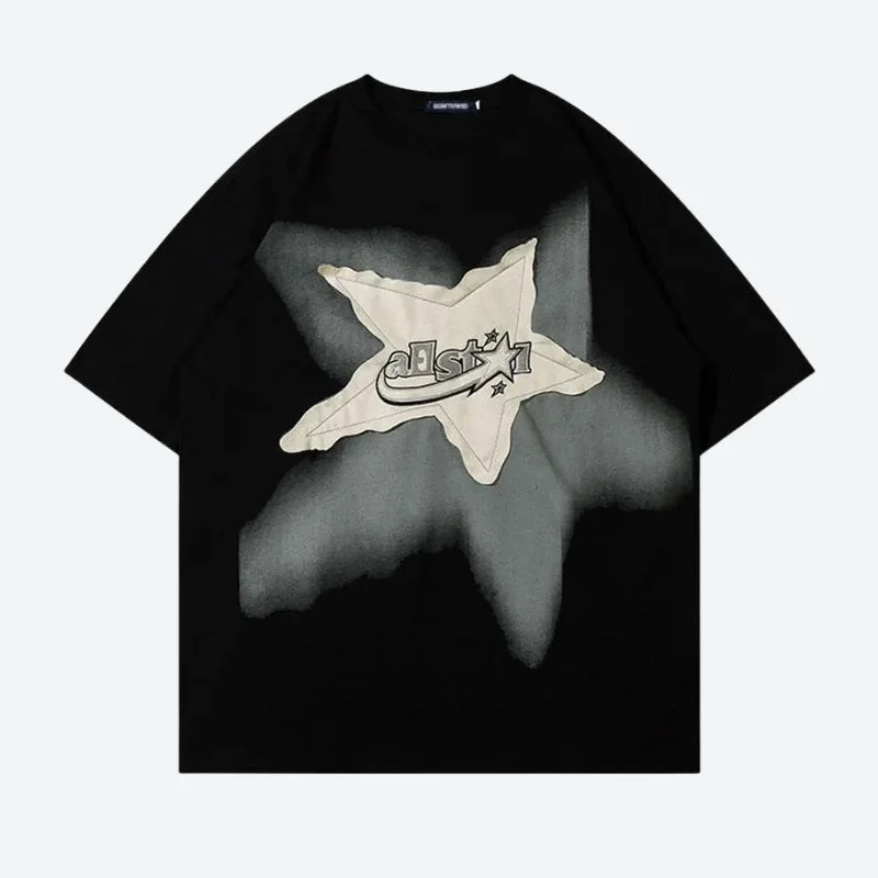 Star Patch Tee Satin Fabric Silk Fabric Chiffon Fabric
