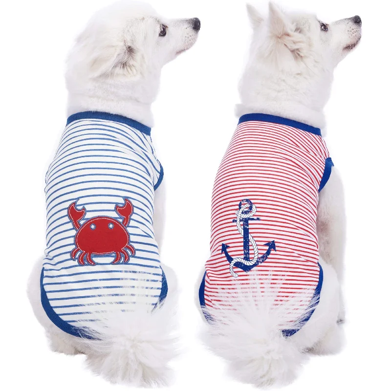 Summer Vacation Beach Dog T-shirts, 2 Pack Sunshine Sea Lover Shirts Chenille Blend Fleece Blend Nylon Blend Summer Vacation Beach Dog T-shirts, 2 Pack Sunshine Sea Lover Shirts Chenille Blend Fleece Blend Nylon Blend