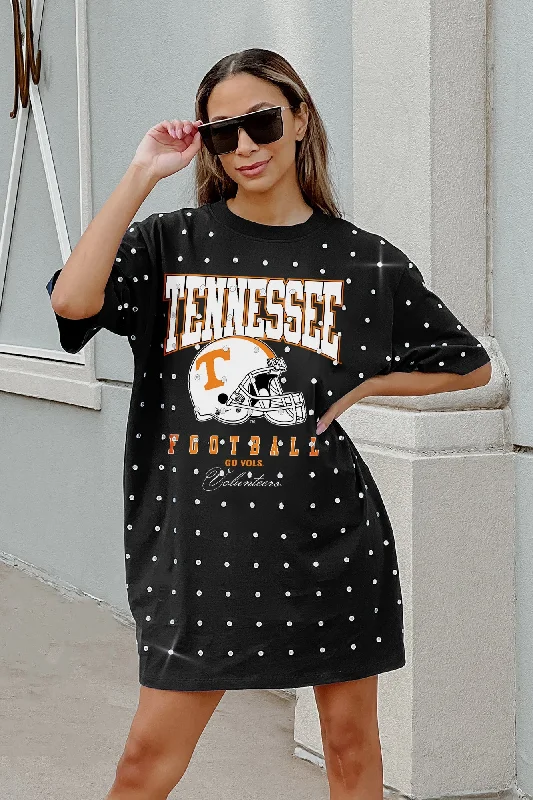 TENNESSEE VOLUNTEERS GAME CHANGING ALL-OVER RHINESTONE SHORT SLEEVE T-SHIRT DRESS Collared T-Shirt Boat Neck A-Line TENNESSEE VOLUNTEERS GAME CHANGING ALL-OVER RHINESTONE SHORT SLEEVE T-SHIRT DRESS Collared T-Shirt Boat Neck A-Line