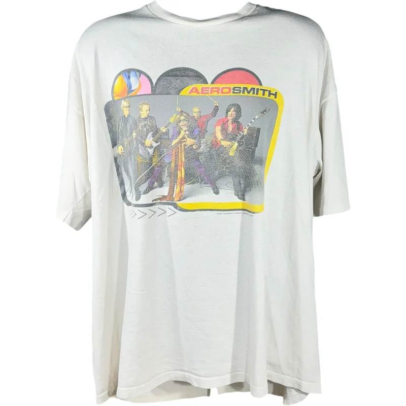 Vintage Aerosmith Just Push Play Tour Tee 2001 Ribbed Striped Patterned