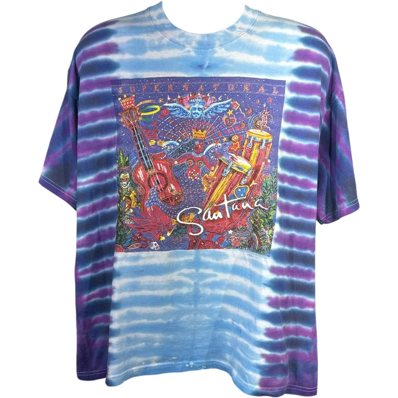 Vintage Carlos Santana "Supernatural" Tie Dye Band Tee Graphic Embroidered Appliqued Vintage Carlos Santana "Supernatural" Tie Dye Band Tee Graphic Embroidered Appliqued