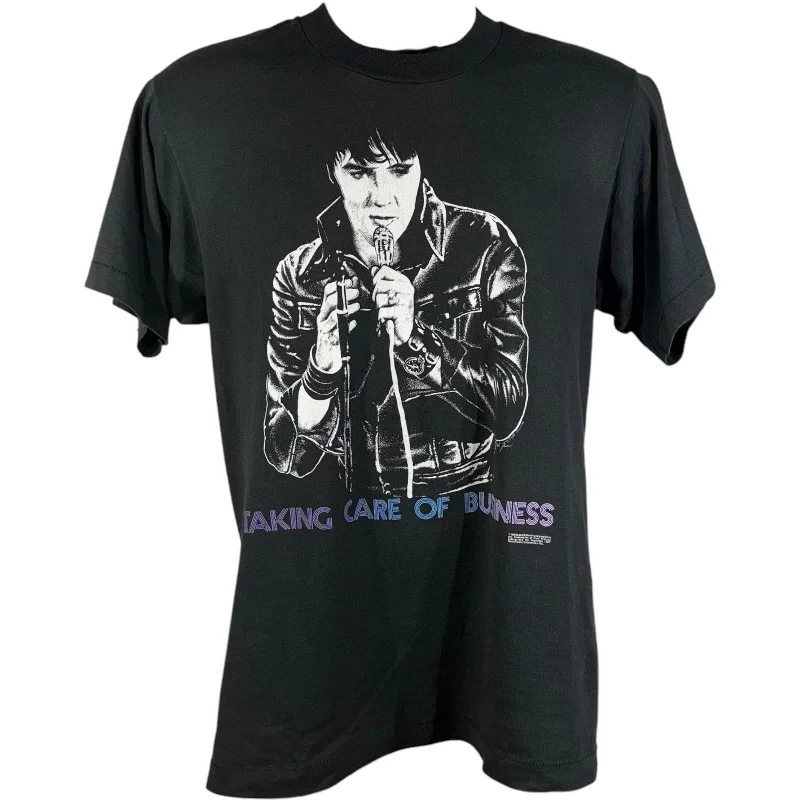 Vintage Elvis "Taking Care Of Business" Music Tee 80's Rayon Velvet Corduroy