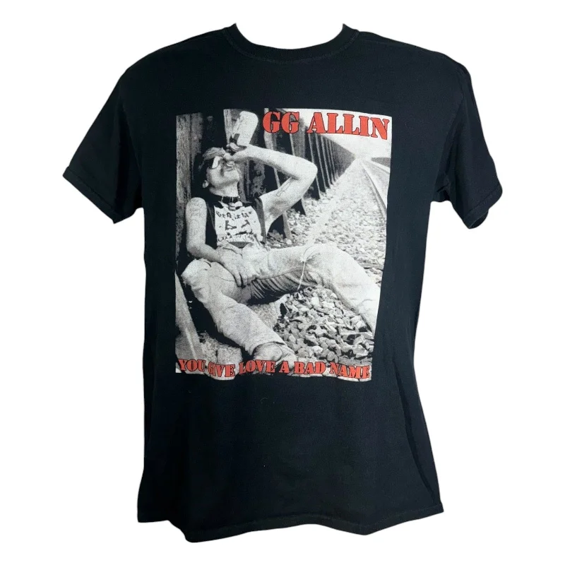 Vintage GG Allin You Give Love A Bad Name Tee Basic T-Shirt Crew Neck Short Sleeve