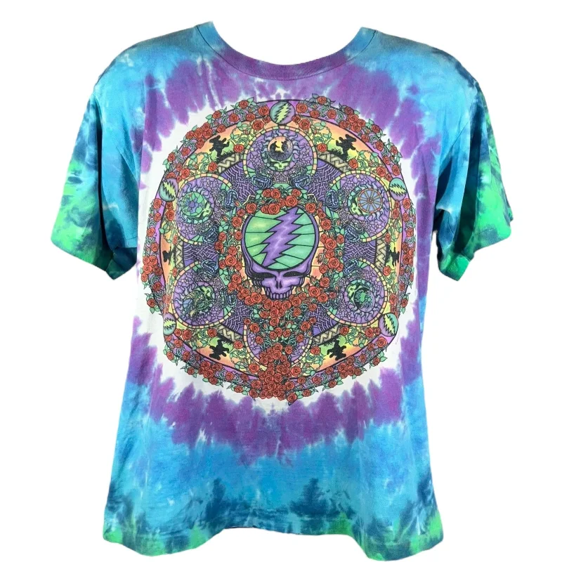 Vintage Grateful Dead Tie Dye Band Tee 90s Ribbed Striped Patterned