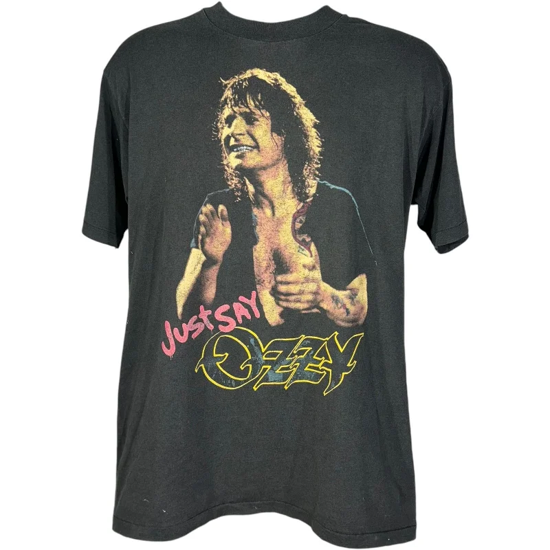 Vintage "Just Say" Ozzy Osbourne Music Tee 80's Anti-Shrink Durable Soft