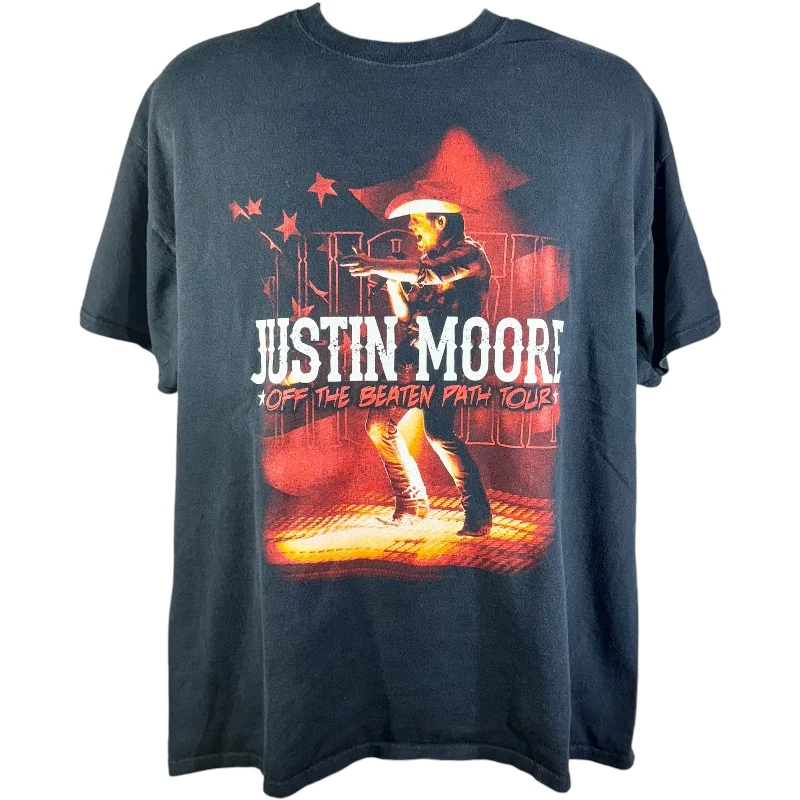Justin Moore "Off The Beaten Path" Tour Tee Anti-Pilling Machine Wash Handmade