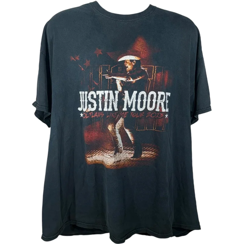 Vintage Justin Moore Outlaws Like Me Tour Tee 2013 Plaid T-Shirt Polka Dot Checkered Vintage Justin Moore Outlaws Like Me Tour Tee 2013 Plaid T-Shirt Polka Dot Checkered