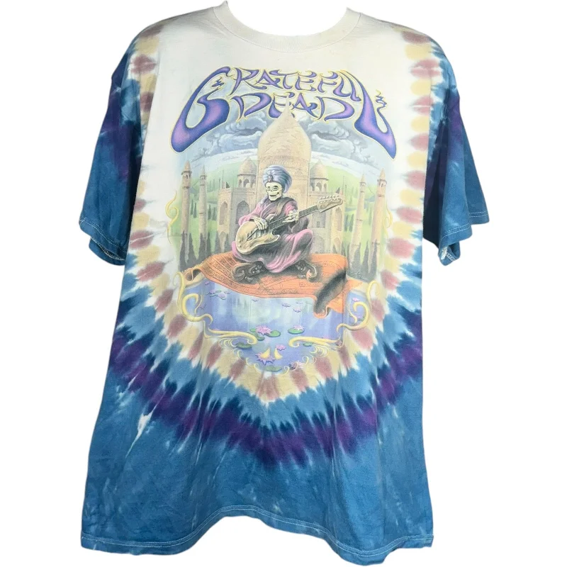 Vintage Liquid Blue Grateful Dead Tie Dye Band Tee Solid Print Embellished