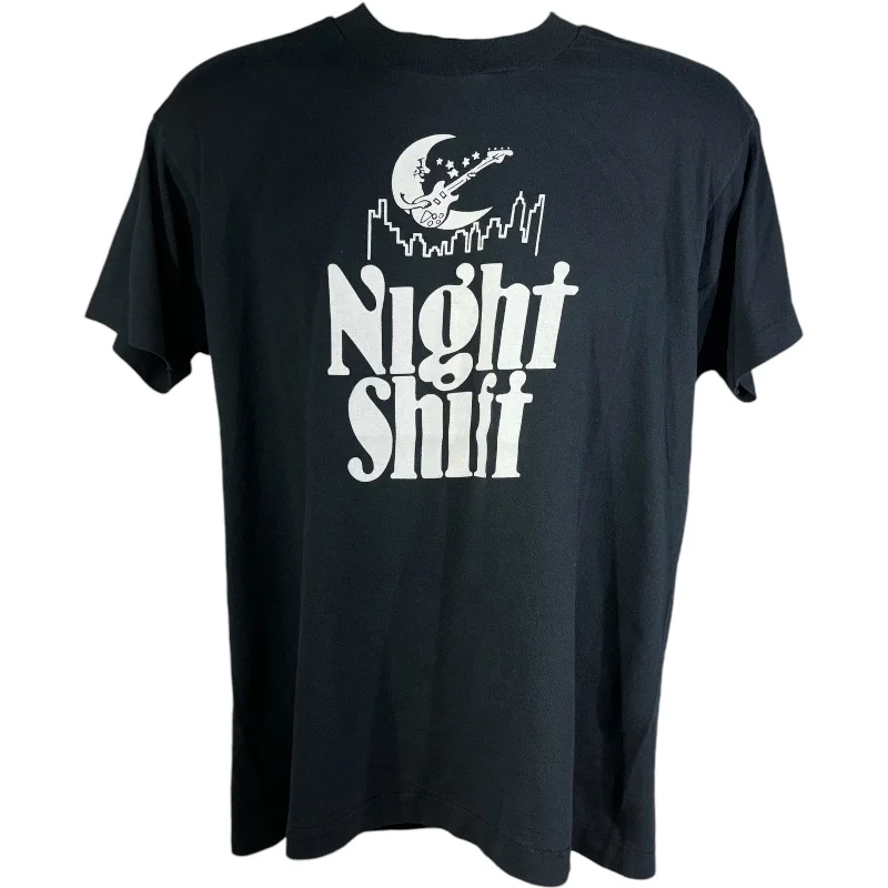 Vintage Night Shift Tee 80s Anti-Shrink Durable Soft