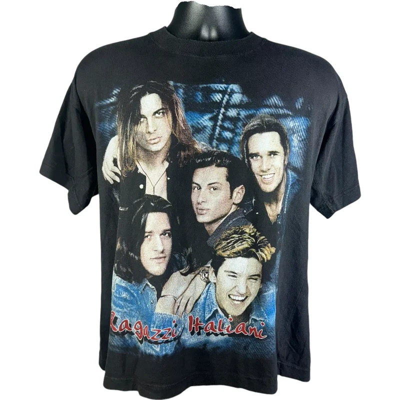 Vintage Ragazzi Italiani Rap Style Tee Ribbed T-Shirt High Neck Heavyweight