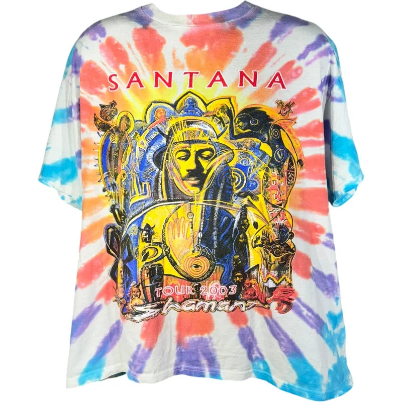 Vintage Santana Tie Dye Tour Tee 2003 Graphic Embroidered Appliqued