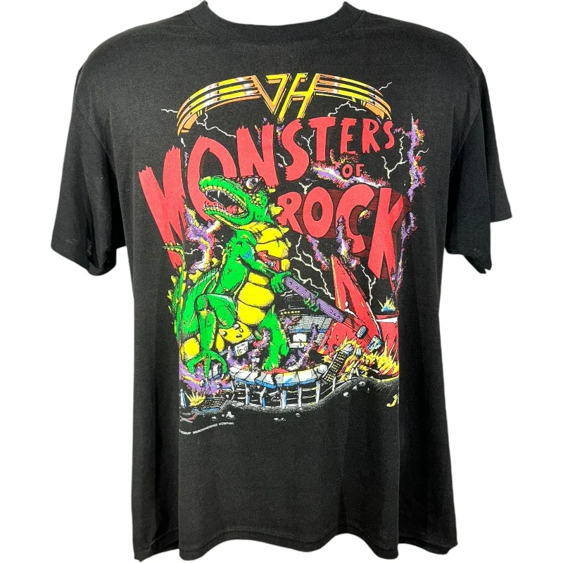 Vintage Van Halen Monsters of Rock Tour Tee 1988 Notch Collar Peter Pan Collar Cowl Neck Vintage Van Halen Monsters of Rock Tour Tee 1988 Notch Collar Peter Pan Collar Cowl Neck