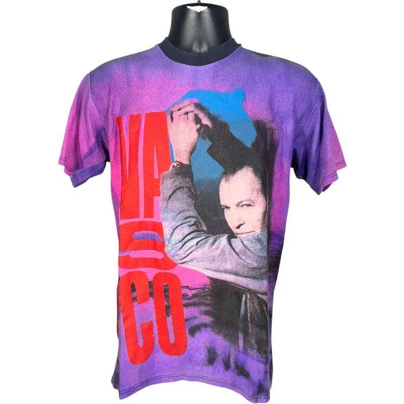 Vintage Vasco Rossi Musician AOP Tee Welt Pockets Slit Pockets