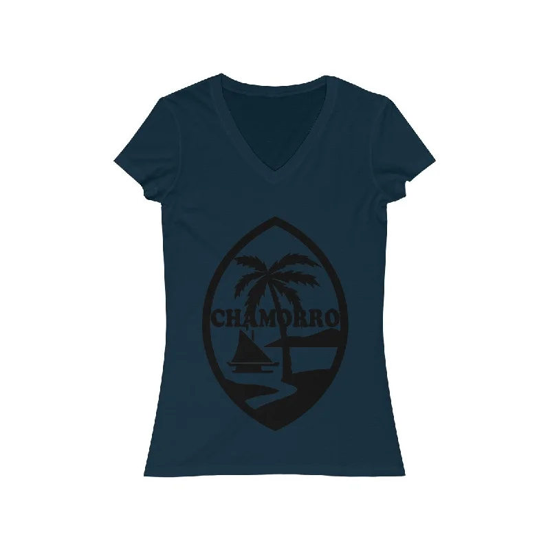Chamorro Palms Short Sleeve V-Neck Tee Basic T-Shirt Crew Neck Short Sleeve