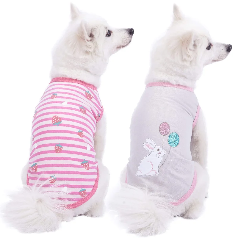 Wonderland Dog T-Shirts, 2 Pack Houndstooth Herringbone Solid