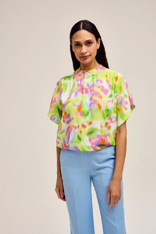Ledo Blouse in Green Print Casual Button Blouse