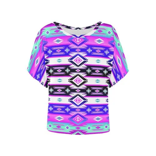 Adobe Dance Women's Batwing-Sleeved Blouse T shirt Sweetheart Neck Blouse
