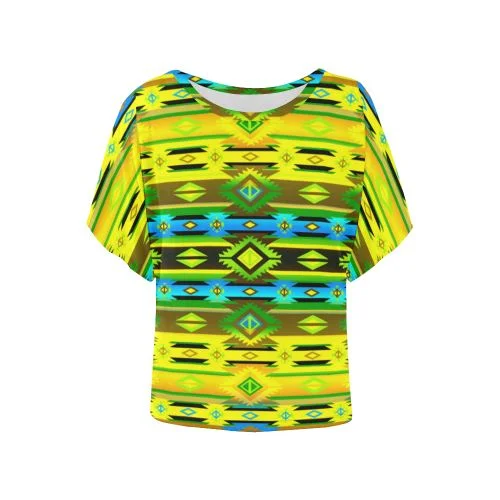Adobe Midnight Women's Batwing-Sleeved Blouse T shirt Chic Wrap Blouse