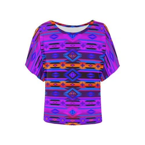 Adobe Morning Women's Batwing-Sleeved Blouse T shirt Lightweight Chiffon Blouse