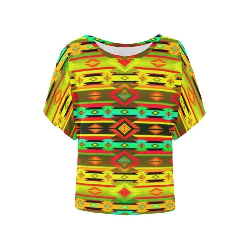 Adobe Sky Women's Batwing-Sleeved Blouse T shirt Casual Stripe Blouse