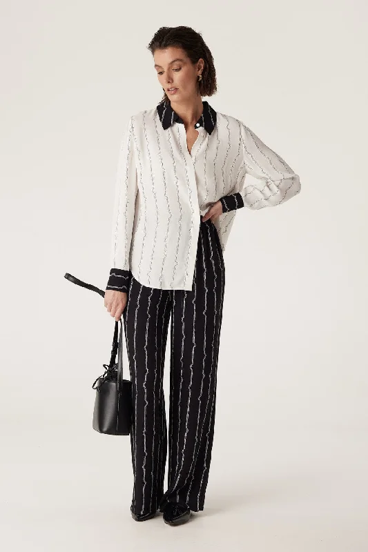 Allegra Stripe Blouse - Pulse Print Loose Fit Blouse