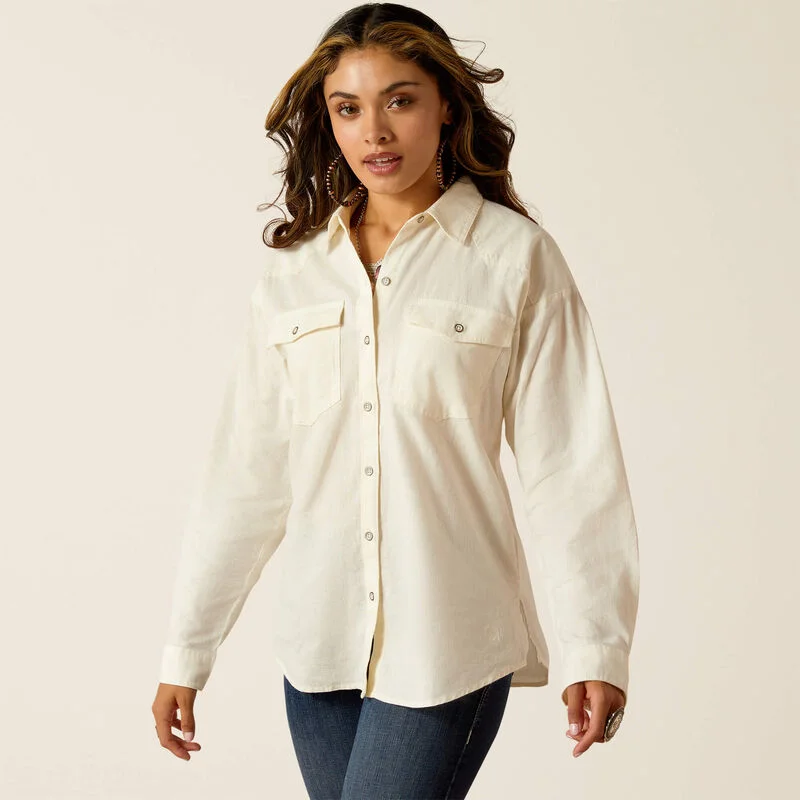 Ariat Women's Wilkes Blouse Shirt Off-Shoulder Wrap Blouse