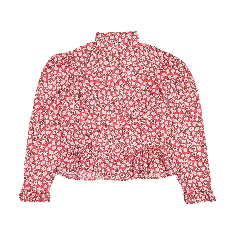 Batsheva Red Disty Floral Grace Women's Blouse Office-Ready Blouse