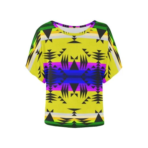 Between the Mountains Greasy Yellow Women's Batwing-Sleeved Blouse T shirt Elegant Office Blouse Between the Mountains Greasy Yellow Women's Batwing-Sleeved Blouse T shirt Elegant Office Blouse